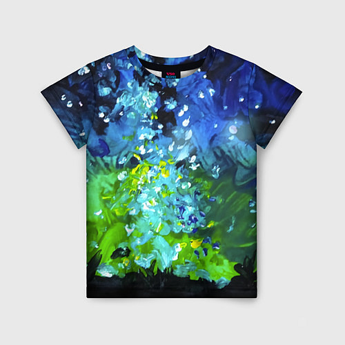 Детская футболка Звездное небо с зелеными бликами / 3D-принт – фото 1