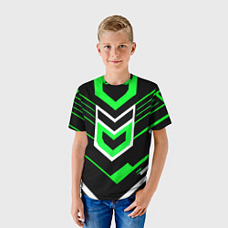 Футболка детская Полосы и зелёно-белый шестиугольник, цвет: 3D-принт — фото 2