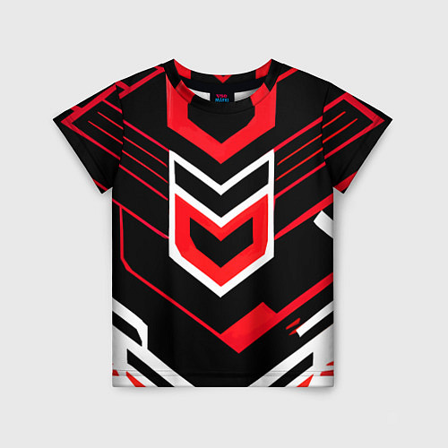Детская футболка Полосы и красно-белый шестиугольник / 3D-принт – фото 1