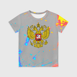 Футболка детская Герб рф огонь краски, цвет: 3D-принт