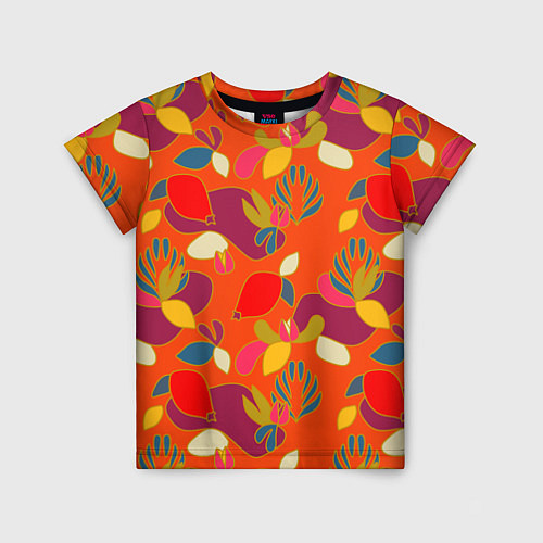 Детская футболка Яркие ягодки-листочки / 3D-принт – фото 1