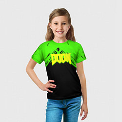 Футболка детская Doom кислотное лого, цвет: 3D-принт — фото 2