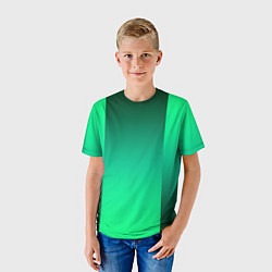 Футболка детская Яркий зеленый градиентный комбинированный фон, цвет: 3D-принт — фото 2