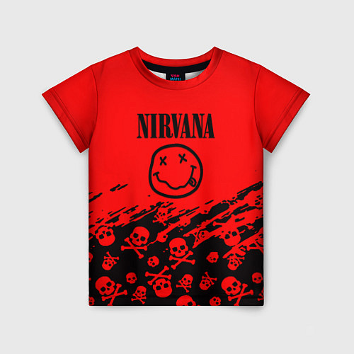 Детская футболка Nirvana rock skull / 3D-принт – фото 1