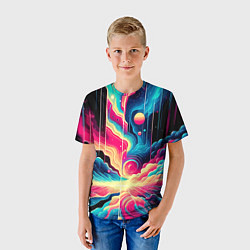 Футболка детская Neon space fantasy - ai art, цвет: 3D-принт — фото 2