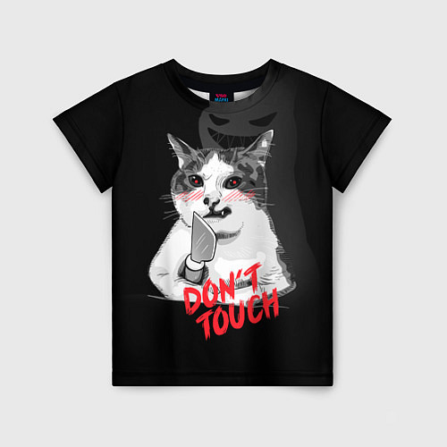 Детская футболка Сердитый кот с ножом / 3D-принт – фото 1