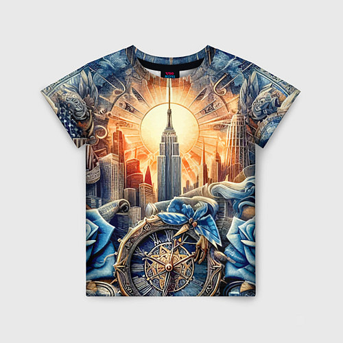 Детская футболка American collage - ai art / 3D-принт – фото 1