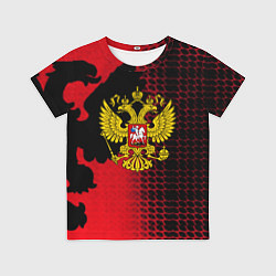 Футболка детская Россия герб патриотический стиль, цвет: 3D-принт