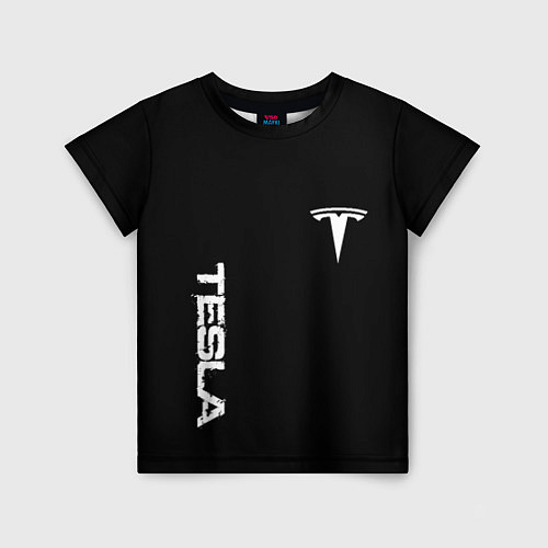 Детская футболка Tesla logo white / 3D-принт – фото 1