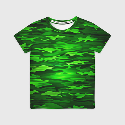 Детская футболка Зелёные водоросли-камуфляж / 3D-принт – фото 1