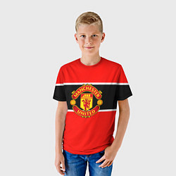 Футболка детская Манчестер Юнайтед полосы, цвет: 3D-принт — фото 2