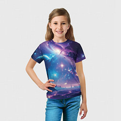 Футболка детская Звездный город в космосе, цвет: 3D-принт — фото 2