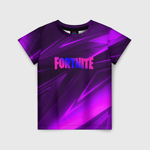 Детская футболка Fortnite neon stripes angles logo / 3D-принт – фото 1