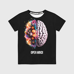 Футболка детская Открой разум: мозг с цветами - Open mind, цвет: 3D-принт