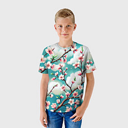 Футболка детская Цветущие ветки японской сакуры, цвет: 3D-принт — фото 2