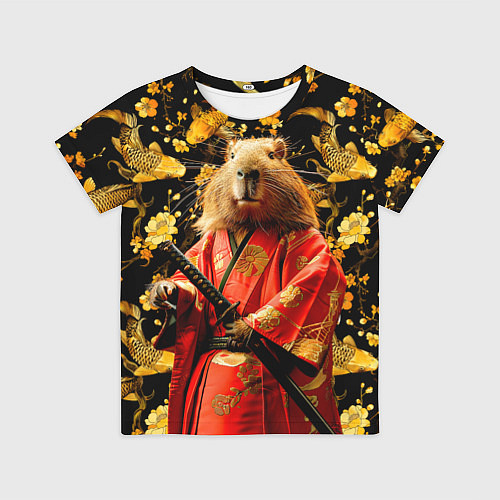 Детская футболка Капибара самурай / 3D-принт – фото 1
