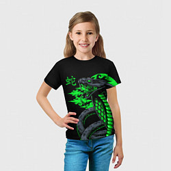 Футболка детская Змей в японском стиле, цвет: 3D-принт — фото 2