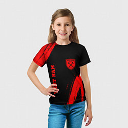 Футболка детская West Ham - red gradient вертикально, цвет: 3D-принт — фото 2
