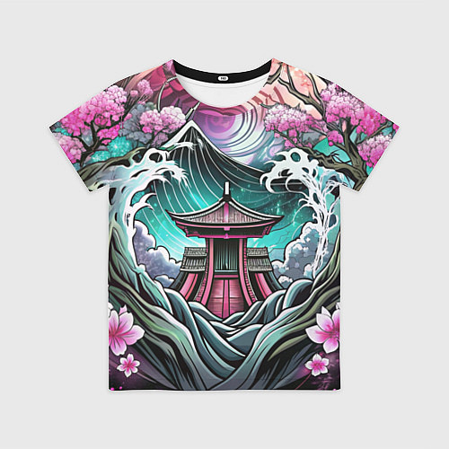 Детская футболка Японский пейзаж природа / 3D-принт – фото 1