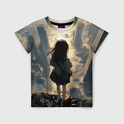 Футболка детская Девушка и город, цвет: 3D-принт