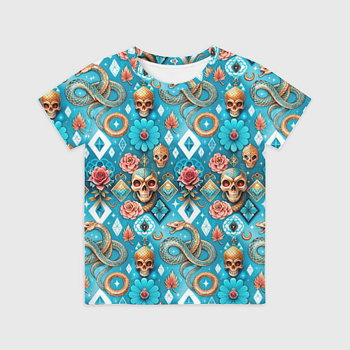 Детская футболка Паттерн змеи и черепа / 3D-принт – фото 1
