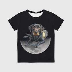 Футболка детская Лабрадор и луна, цвет: 3D-принт