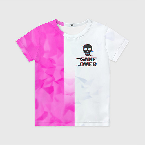 Детская футболка Game over pink abstraction / 3D-принт – фото 1