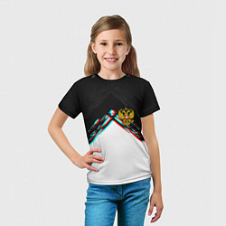 Футболка детская Краски глитч герб РФ, цвет: 3D-принт — фото 2