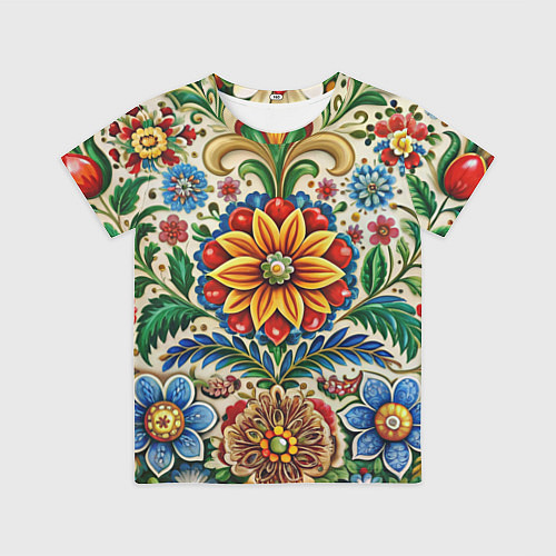 Детская футболка Русские классические узоры и орнамент / 3D-принт – фото 1