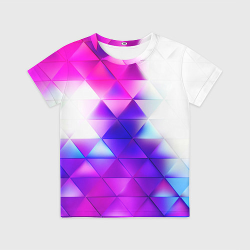 Детская футболка Неоновые треугольники абстракция / 3D-принт – фото 1