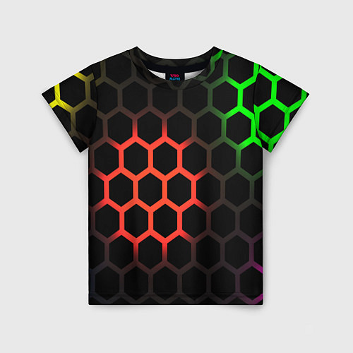 Детская футболка Hexagon neon / 3D-принт – фото 1