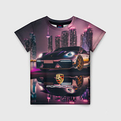 Футболка детская Porshe night city, цвет: 3D-принт