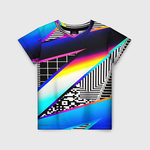 Детская футболка Neon stripes geometry / 3D-принт – фото 1