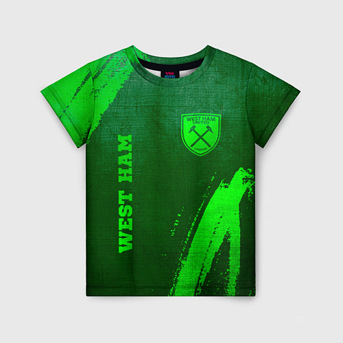 Детская футболка West Ham - green gradient вертикально / 3D-принт – фото 1