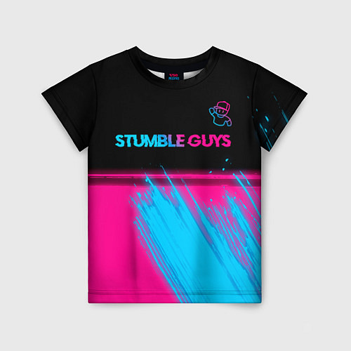 Детская футболка Stumble Guys - neon gradient посередине / 3D-принт – фото 1