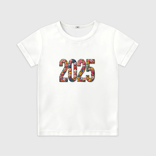 Детская футболка Цифры 2025 из разноцветных цветов / 3D-принт – фото 1