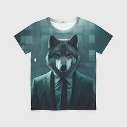 Детская футболка Волк в пиджаке