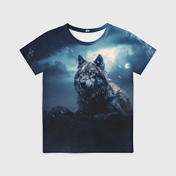 Детская футболка Волк ночью