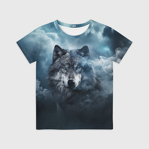Детская футболка Волк ночью под луной / 3D-принт – фото 1
