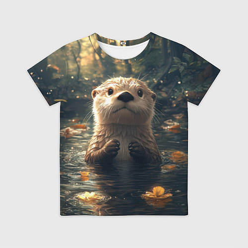 Детская футболка Выдра в летнем пруду / 3D-принт – фото 1
