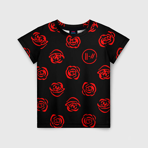 Детская футболка Twenty one pilots rose pattern / 3D-принт – фото 1