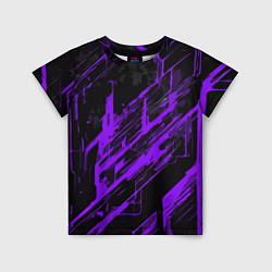 Футболка детская Purple stripes on a black background, цвет: 3D-принт