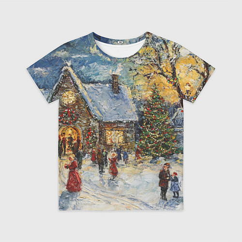 Детская футболка Новогодние каникулы картина маслом / 3D-принт – фото 1