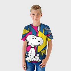 Футболка детская Снупи поп-арт, цвет: 3D-принт — фото 2