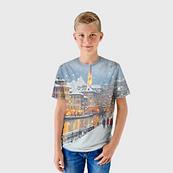 Футболка детская Заснеженный Санкт-Петербург пейзаж, цвет: 3D-принт — фото 2