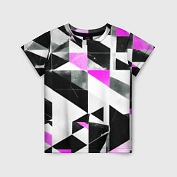 Детская футболка Black and pink abstraction on a white background