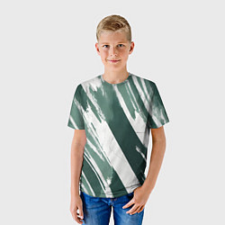Футболка детская Косая зеленая полоска, цвет: 3D-принт — фото 2