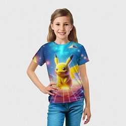Футболка детская Funny Pikachu - vaporwave, цвет: 3D-принт — фото 2