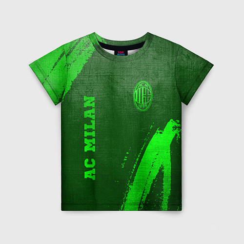 Детская футболка AC Milan - green gradient вертикально / 3D-принт – фото 1