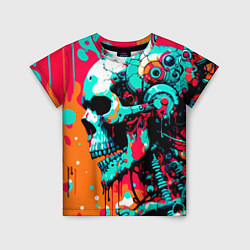 Футболка детская Cyber skull sketch - ai art fantasy, цвет: 3D-принт